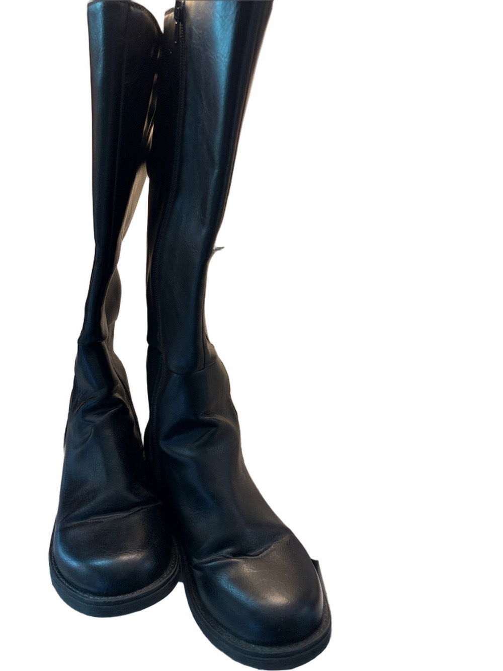 Lifestride Kent black riding boot Size 7 wide calf 4” chunky lug sole.